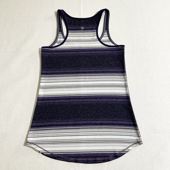 Lululemon Osaka Stripe Refresh Racer Tank Top Yoga Size 2 Purple Athletic - Picture 1 of 7